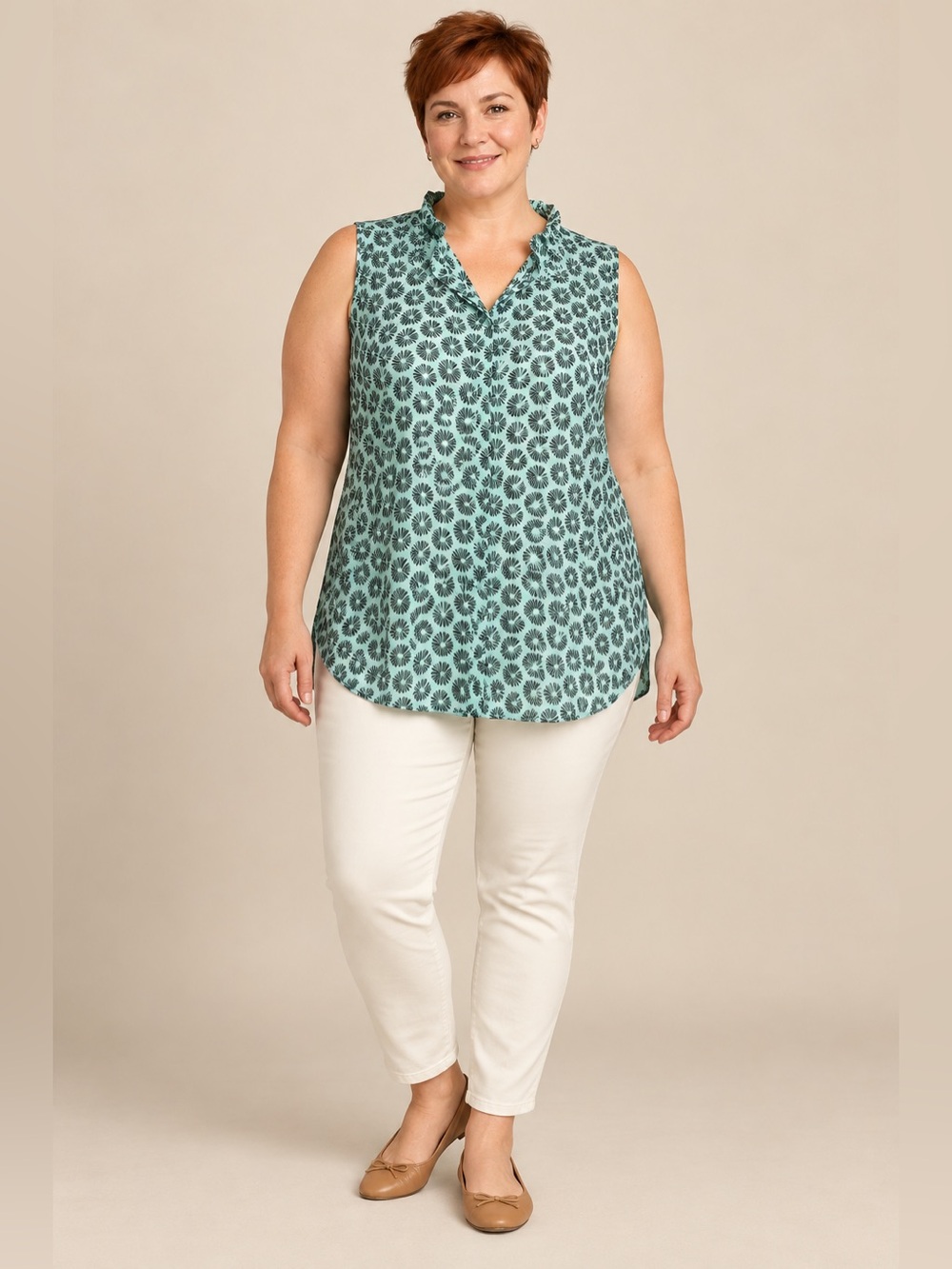 Banana Republic Mint Green Starburst Print Sleeveless Blouse – XL